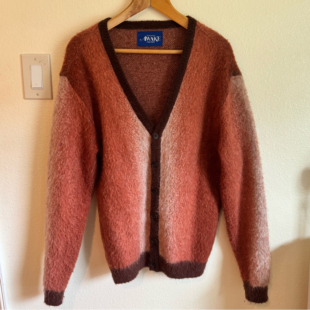 Awake NY Mohair Ombre Striped Cardigan - Terracotta